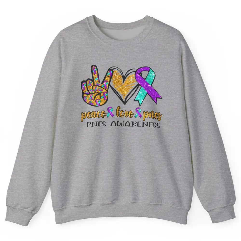 Psychogenic Non-epileptic Seizures Peace Love PNES Ribbon Unisex Crewneck Sweatshirt