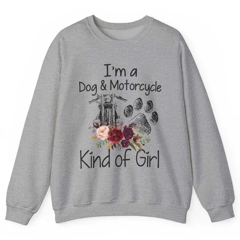 Retro Floral Motorbike I'm Dog Motorcycle Kinda Girl Dog Mom Unisex Crewneck Sweatshirt