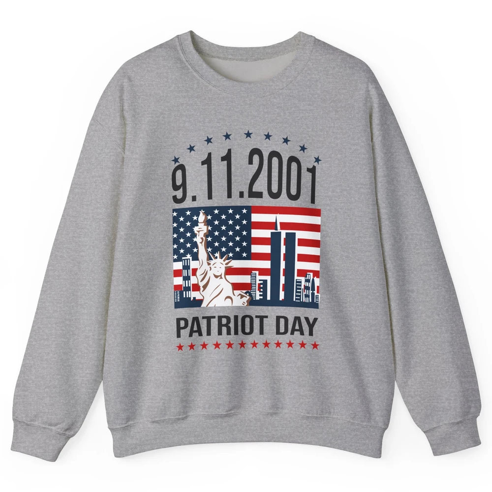 Never Forget 9-11-2001 American Flag Patriotic Memorial Day Unisex Crewneck Sweatshirt