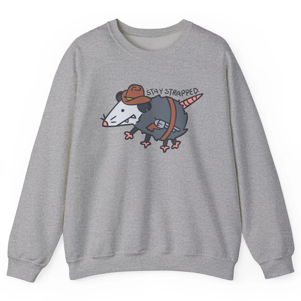 Retro Cowboy Opossum Stay Trapped Western Country Opossum Unisex Crewneck Sweatshirt