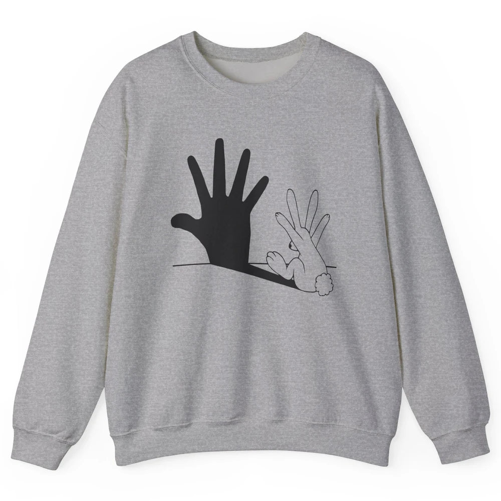Rabbit Hand Shadow Funny Life Jokes Funny Rabbit Bunny Lover Unisex Crewneck Sweatshirt