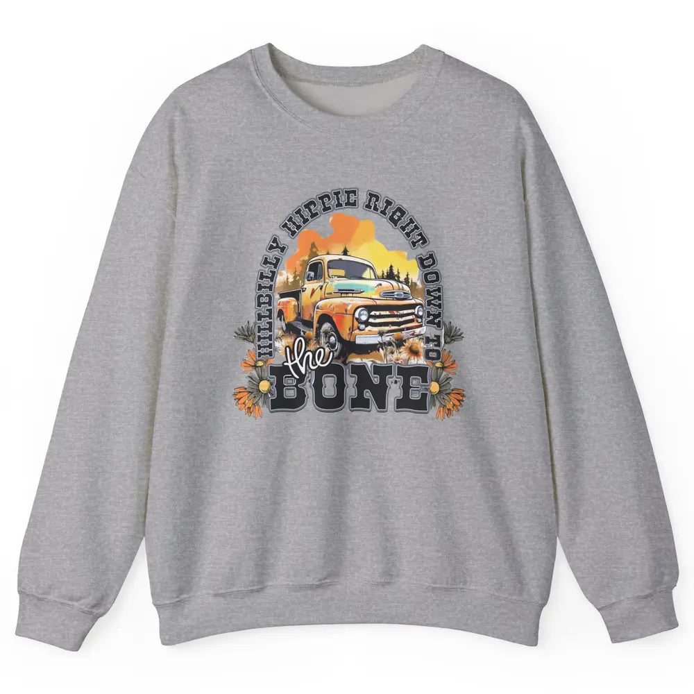 Retro Desert Truck Hippie Hillbilly Western Country Cowgirl Unisex Crewneck Sweatshirt