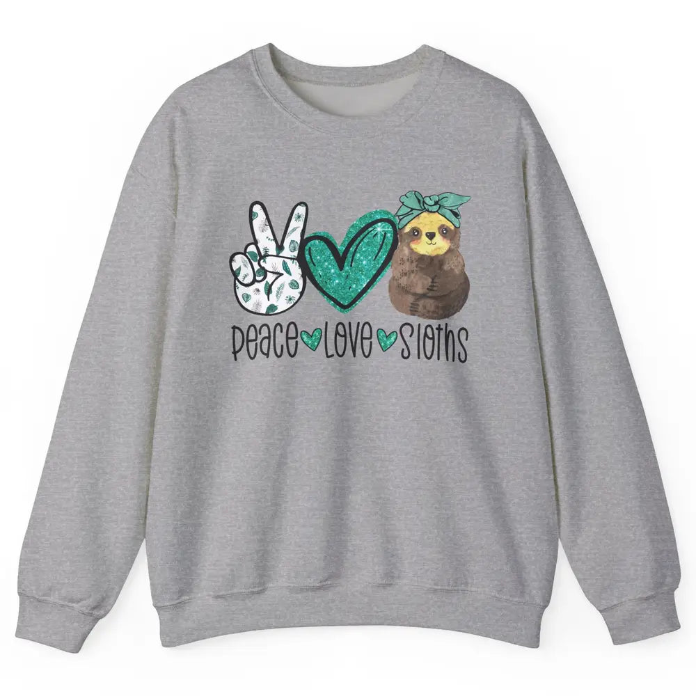 Peace Love Sloths Cute Baby Sloth With Bandana Sloth Lovers Unisex Crewneck Sweatshirt