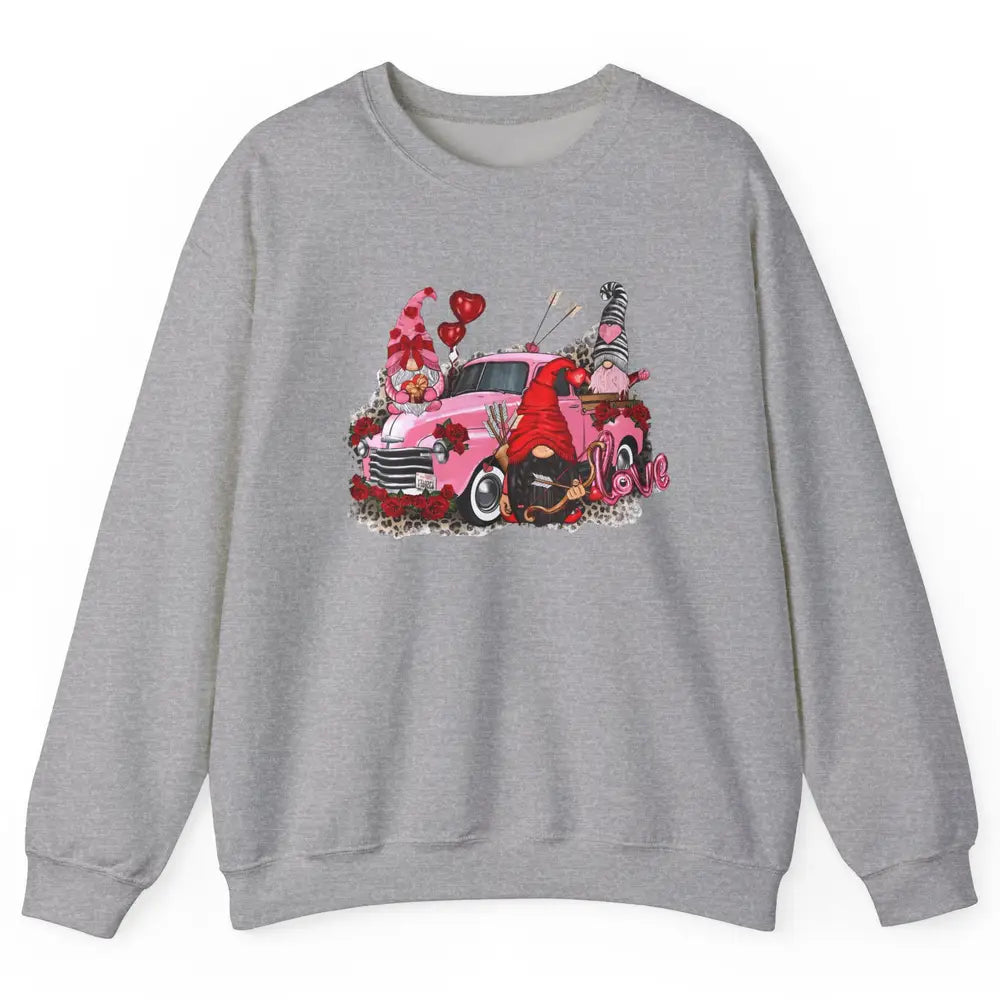 Pink Gnomes Truck Valentines Loads Of Love Western Valentine Unisex Crewneck Sweatshirt