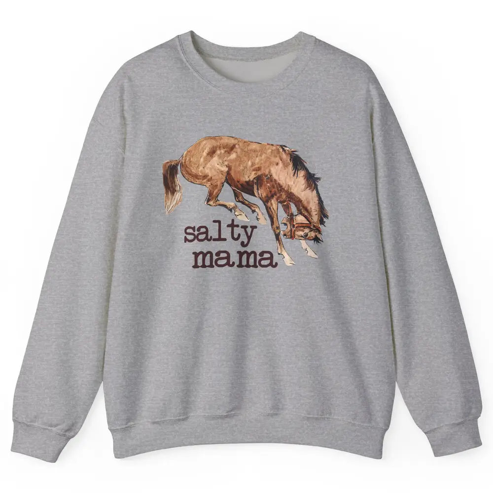 Retro Cowgirl Salty Mama Horse Lovers Western Country Cowboy Unisex Crewneck Sweatshirt