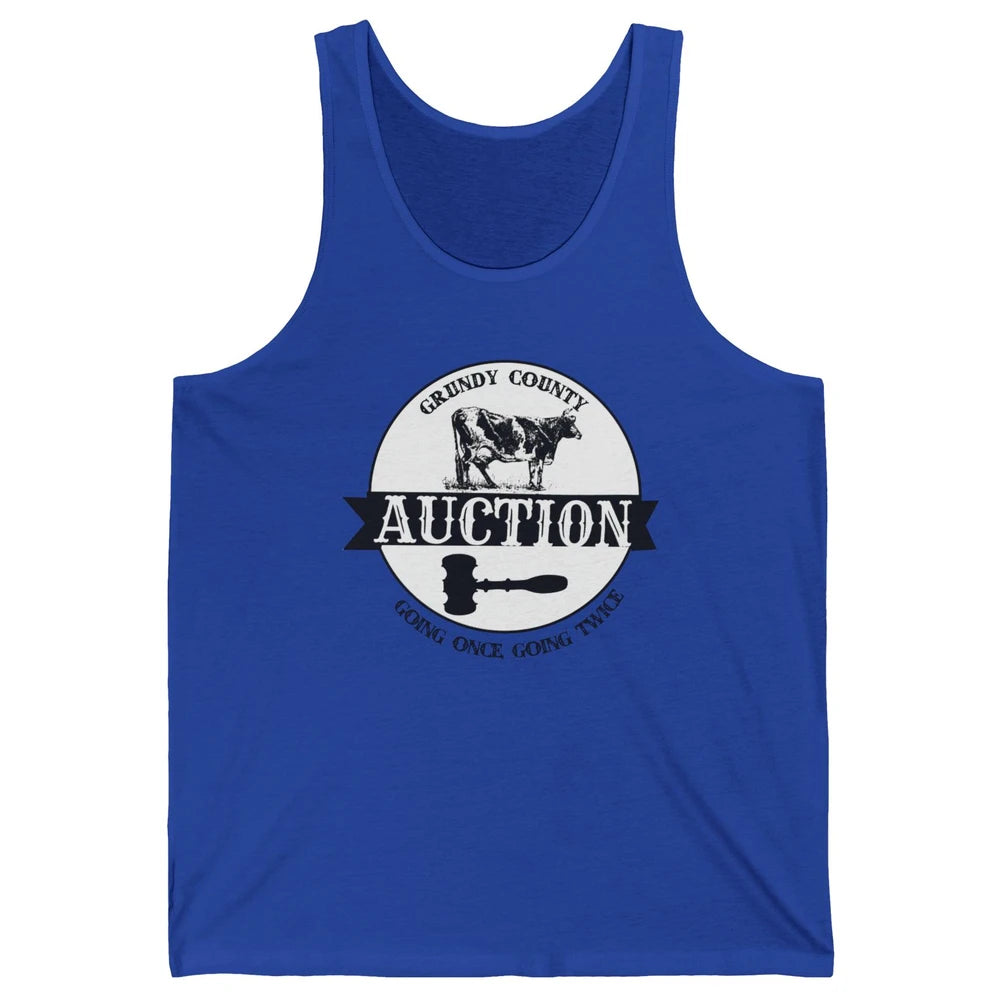 Retro Cow Cattle Grundy County Auction Western Country Farm Unisex Jersey Tank