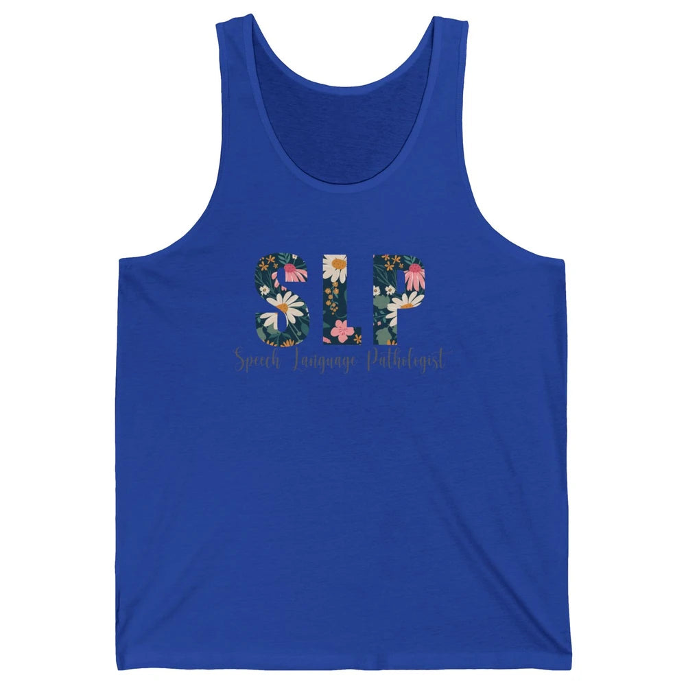 Speech Language Pathologist Floral Career Profession SLP Unisex Jersey Tank
