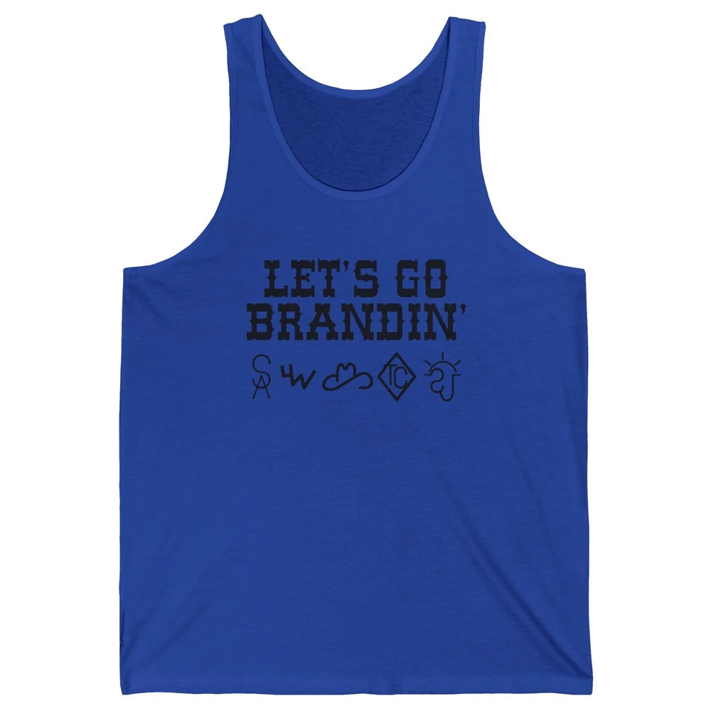 Retro Cowboy Hat Let's Go Brandin' Western Country Symbols Unisex Jersey Tank
