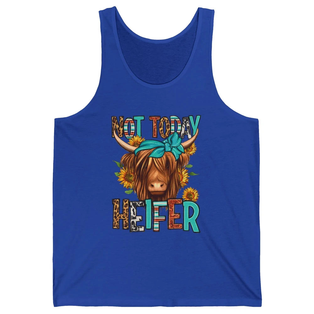 Leopard Highland Cow Bandana Not Today Heifer Western Animal Unisex Jersey Tank
