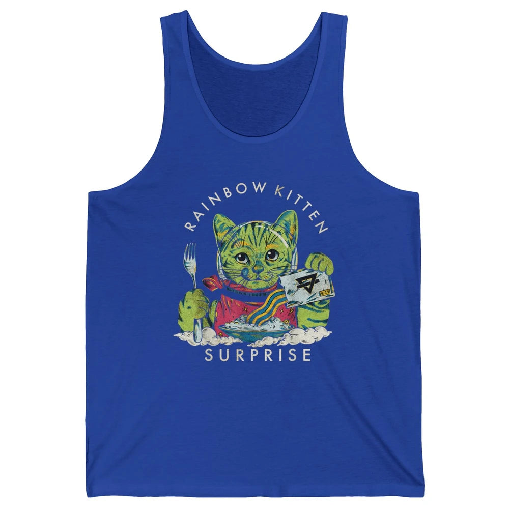 Retro Rainbow Kitten Surprise Gothic Halloween Funny Cat Pet Unisex Jersey Tank