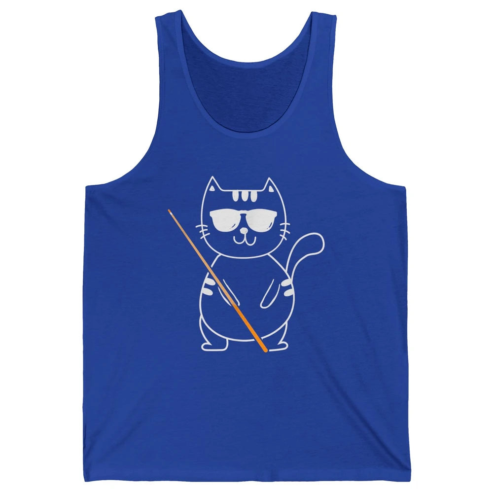 Pool Player Cool Cat Sunglasses Eight Balls Pool Snooker Pun Unisex Jersey Tank