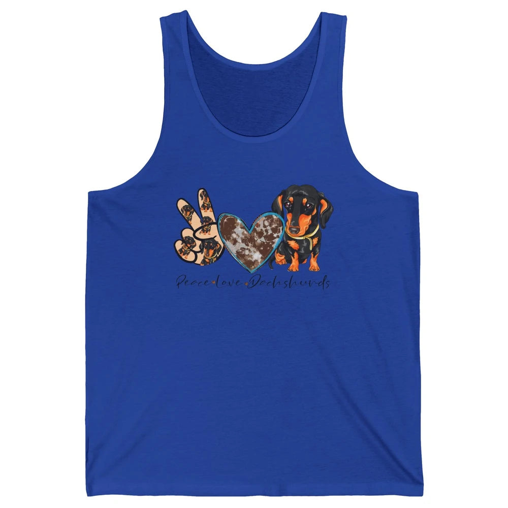 Peace Love Dachshund Dog Mom Dachshund Lovers Wiener Mom Unisex Jersey Tank