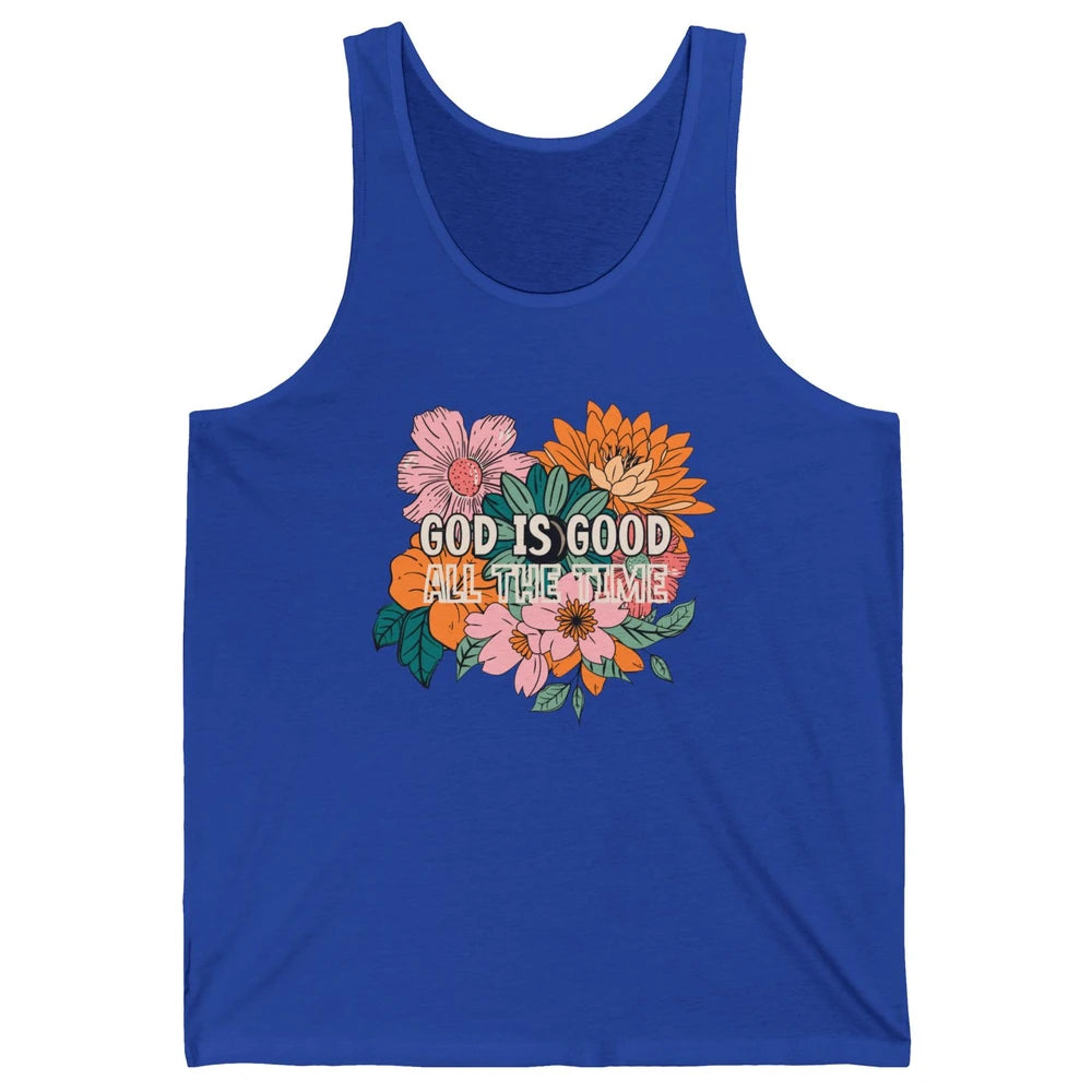 Retro God Is Good All The Time Floral Christian Bible Verse Unisex Jersey Tank