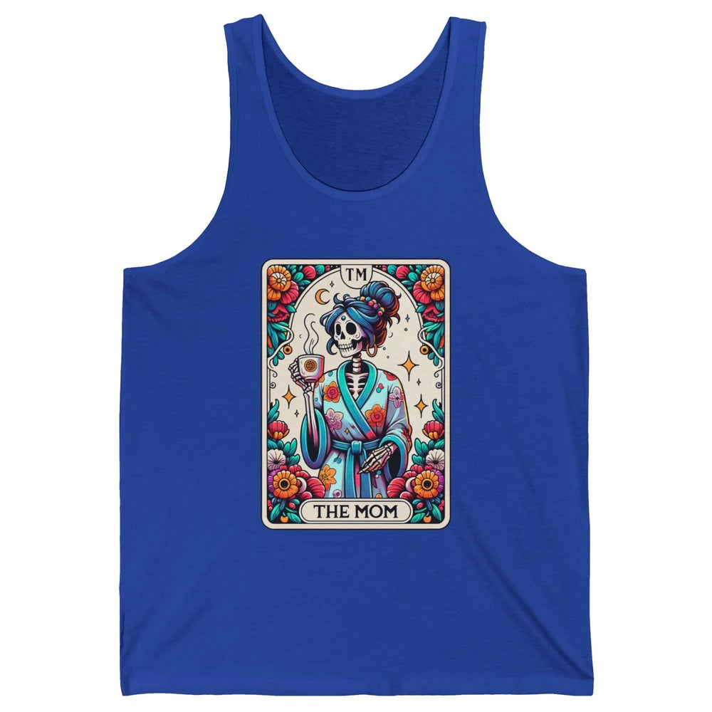 Retro Floral Skeleton The Mom Tarot Card Halloween Mom Life Unisex Jersey Tank