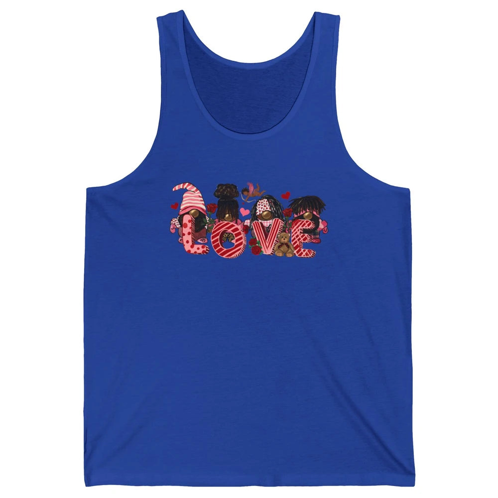 Afro Gnome Love Valentine African American Valentine's Day Unisex Jersey Tank