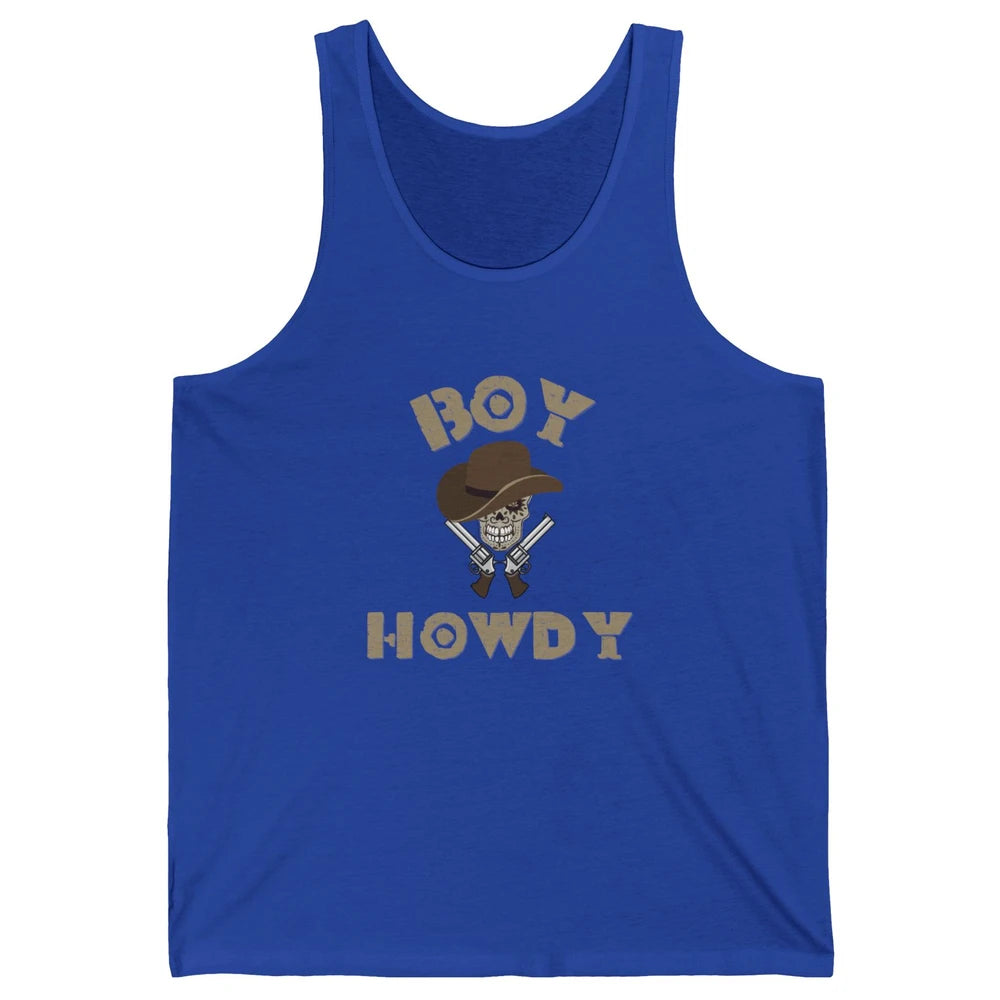 Retro Boy Howdy Rodeo Cowboy Skull Vintage Western Country Unisex Jersey Tank