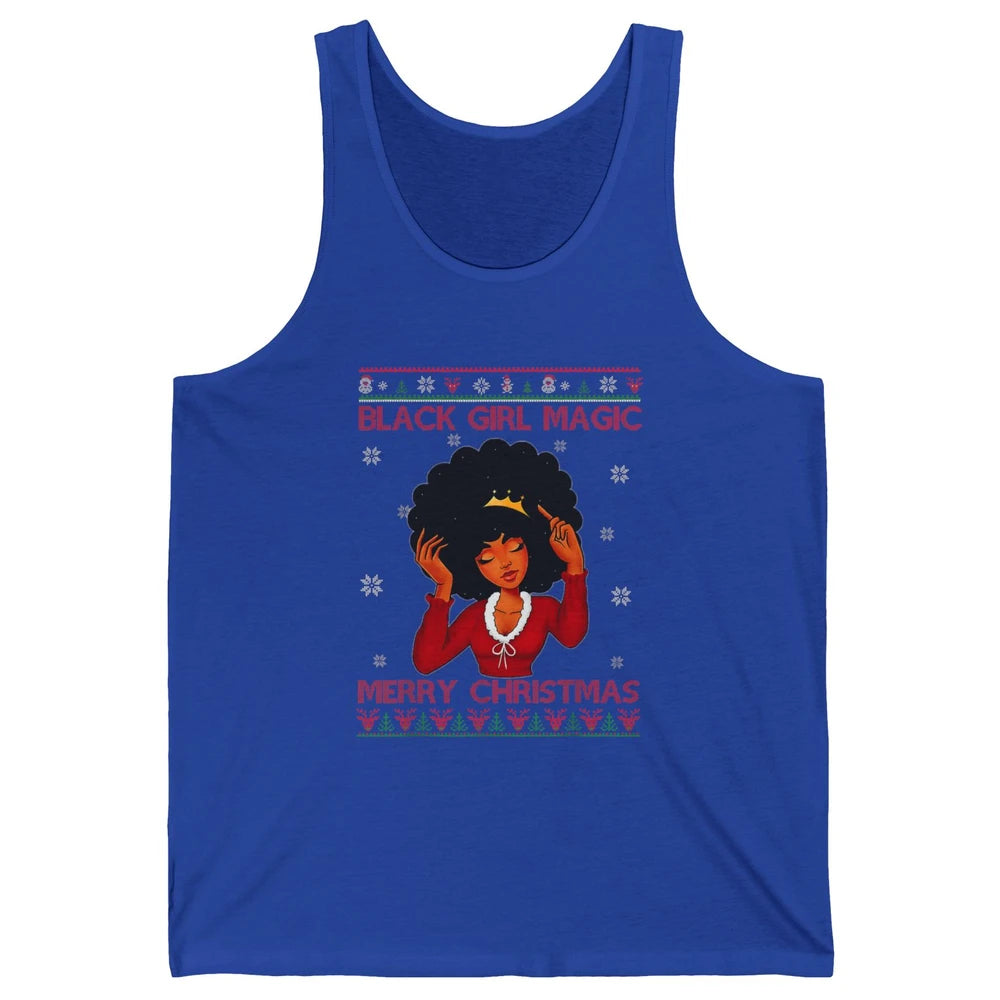 Ugly African Girl American Melanin Christmas Santa Hat Afro Unisex Jersey Tank