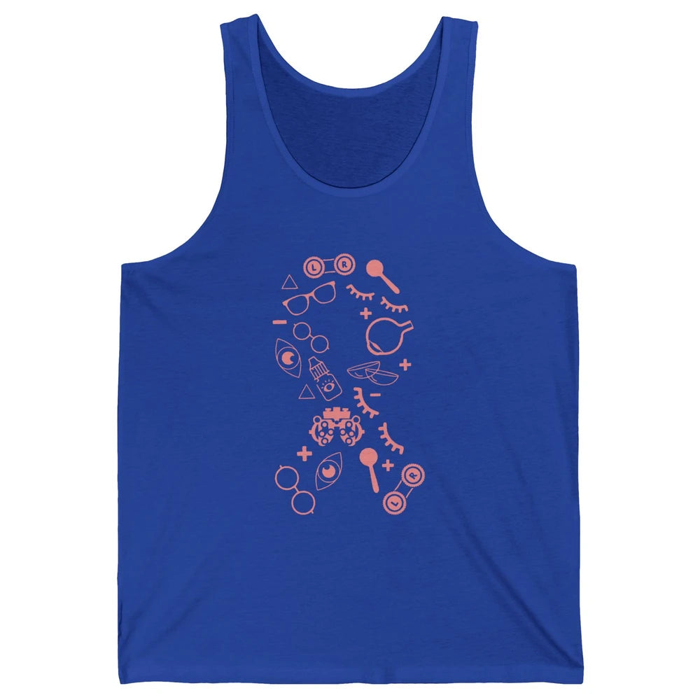 Optical Symbol Pink Ribbon Breast Cancer Support Optometrist Unisex Jersey Tank