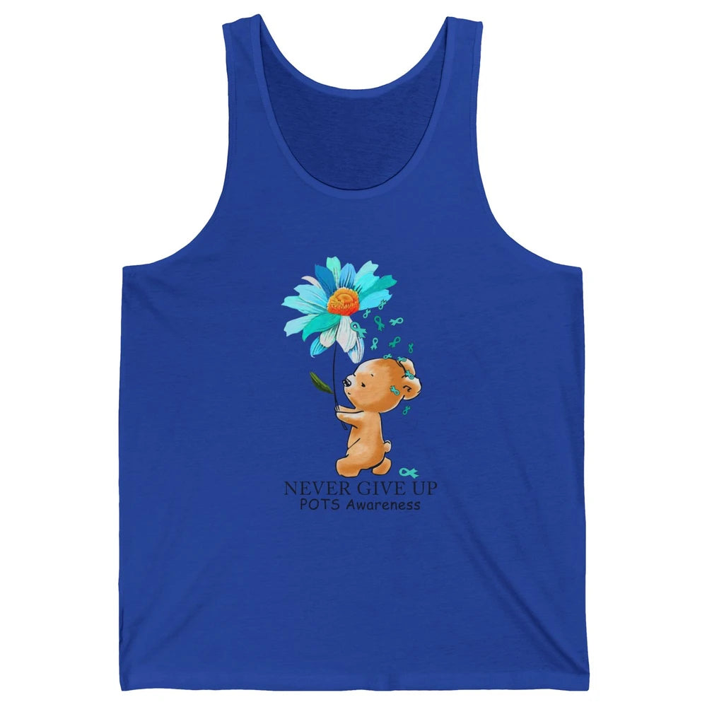 POTS Awareness Keep Going Daisy Bear Turquoise Sunflower Unisex Jersey Tank