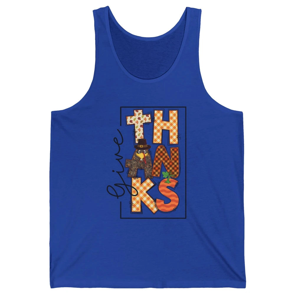 Give Thanks Happy Fall Pumpkin Turkey Dinner Thanksgiving Unisex Jersey Tank