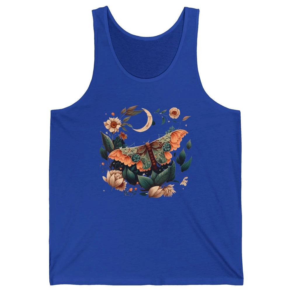Retro Floral Moth Moon Butterfly Boho Moth Lovers Gift Unisex Jersey Tank