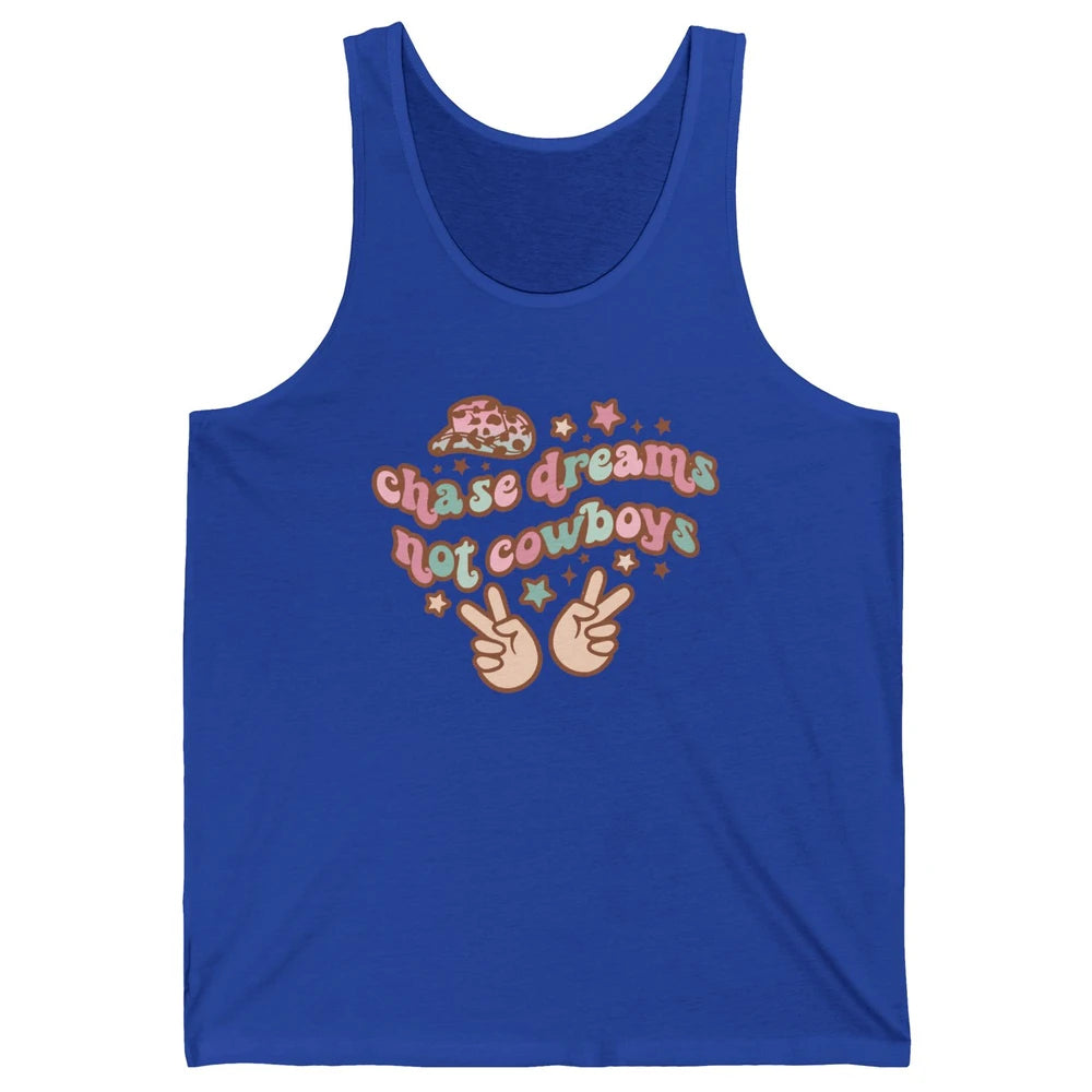 Retro Chase Dreams Not Cowboys Groovy Hippie Western Country Unisex Jersey Tank