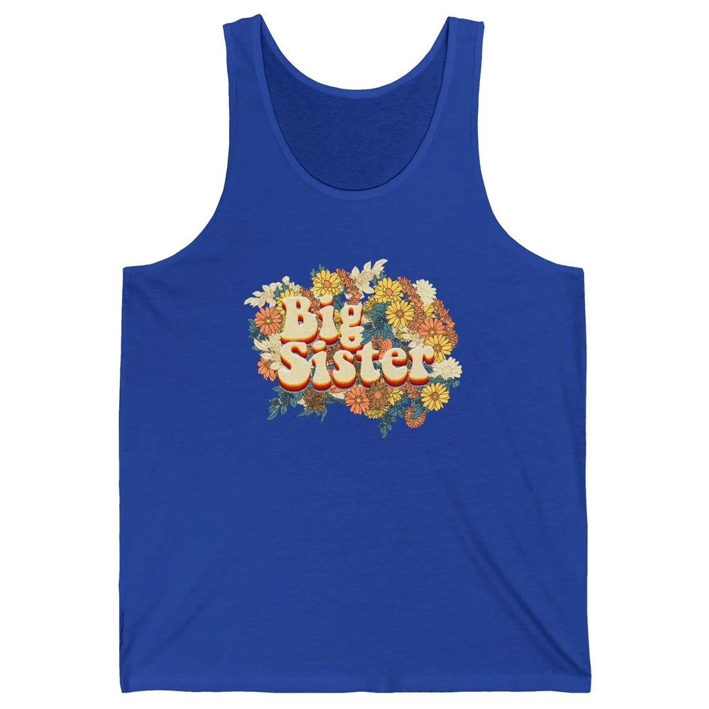 Retro Floral Big Sister Siblings Little Sister Gift Unisex Jersey Tank
