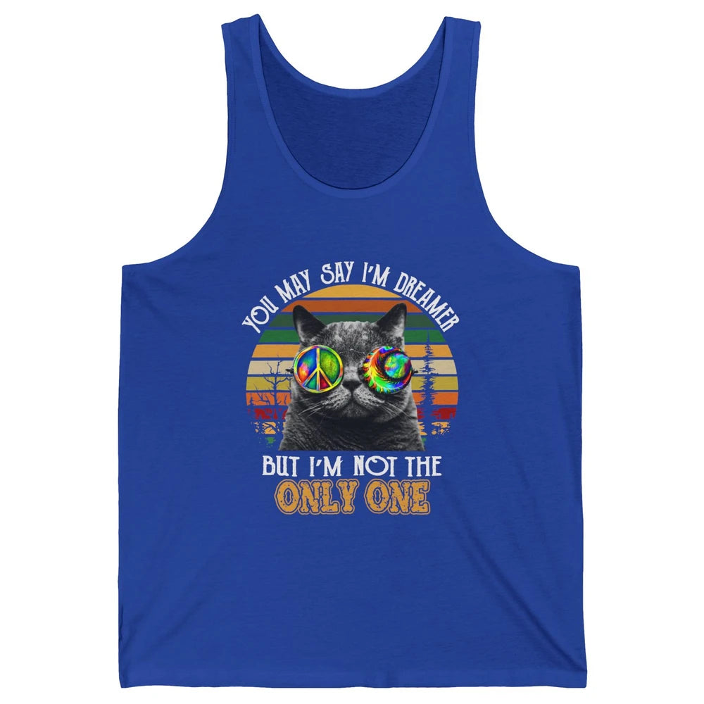 Retro Hippie Cat I'm A Dreamer Peace Lovers Hippie Soul Gift Unisex Jersey Tank