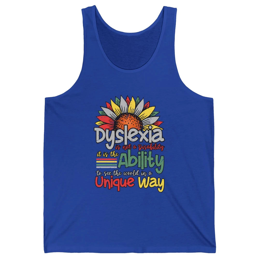 Retro Dyslexia A Different Ability Not Disability Sunflower Unisex Jersey Tank
