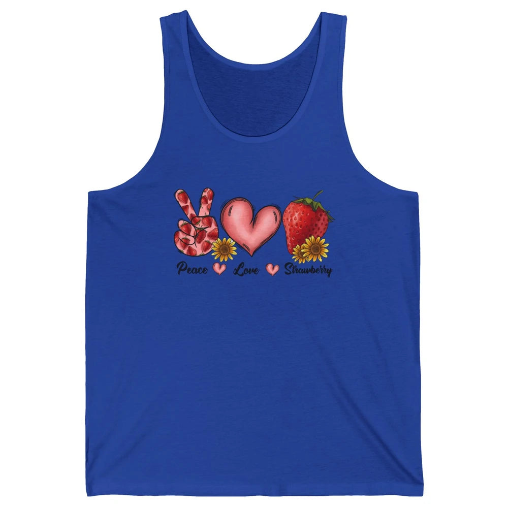 Peace Love Strawberry Strawberries Lover Strawberry Festival Unisex Jersey Tank