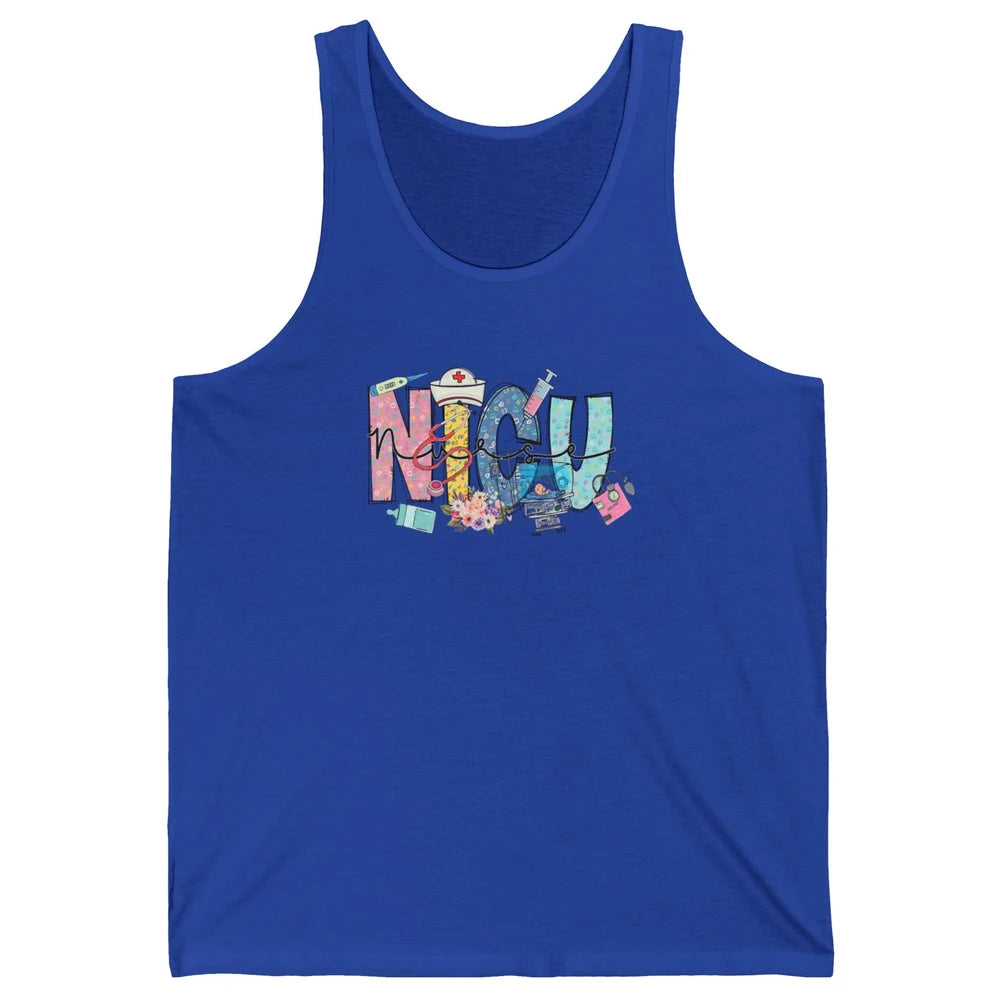 Nicu Nurse Registered Therapist Nursing Floral Leopard Care Unisex Jersey Tank