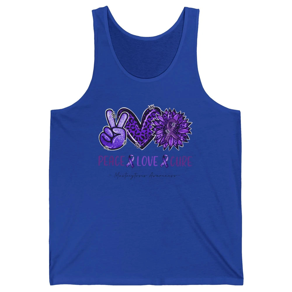 Mastocytosis Awareness Purple Ribbon Peace Love Fight Unisex Jersey Tank