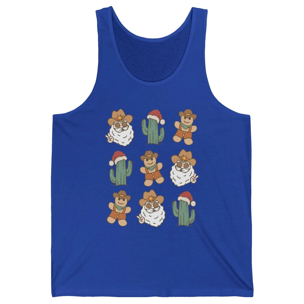 Cowboy Santa Gingerbread Desert Cactus Western Country Xmas Unisex Jersey Tank