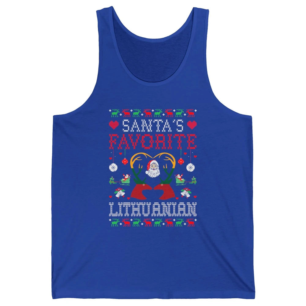 Merry Christmas Santa Favorite Lithuanian Xmas Ugly Santa Unisex Jersey Tank