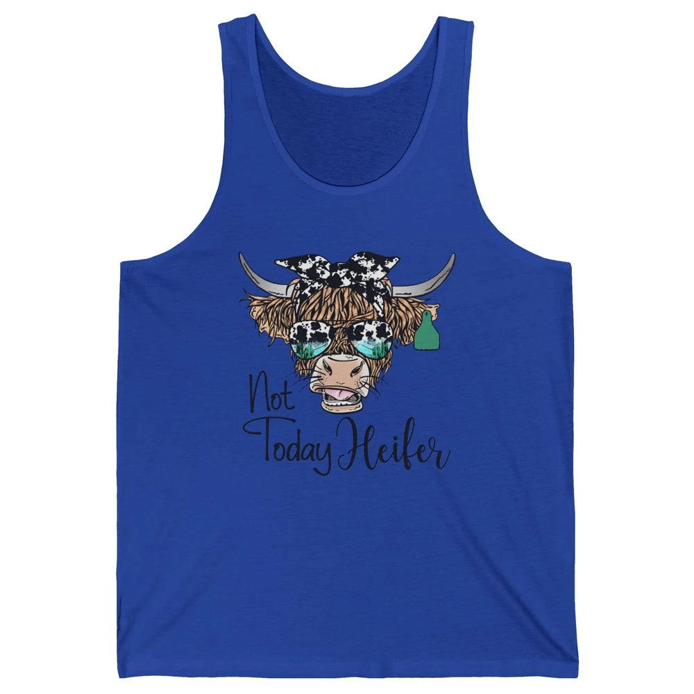 Highland Cow Bandana Cowhide Not Today Heifer Western Animal Unisex Jersey Tank
