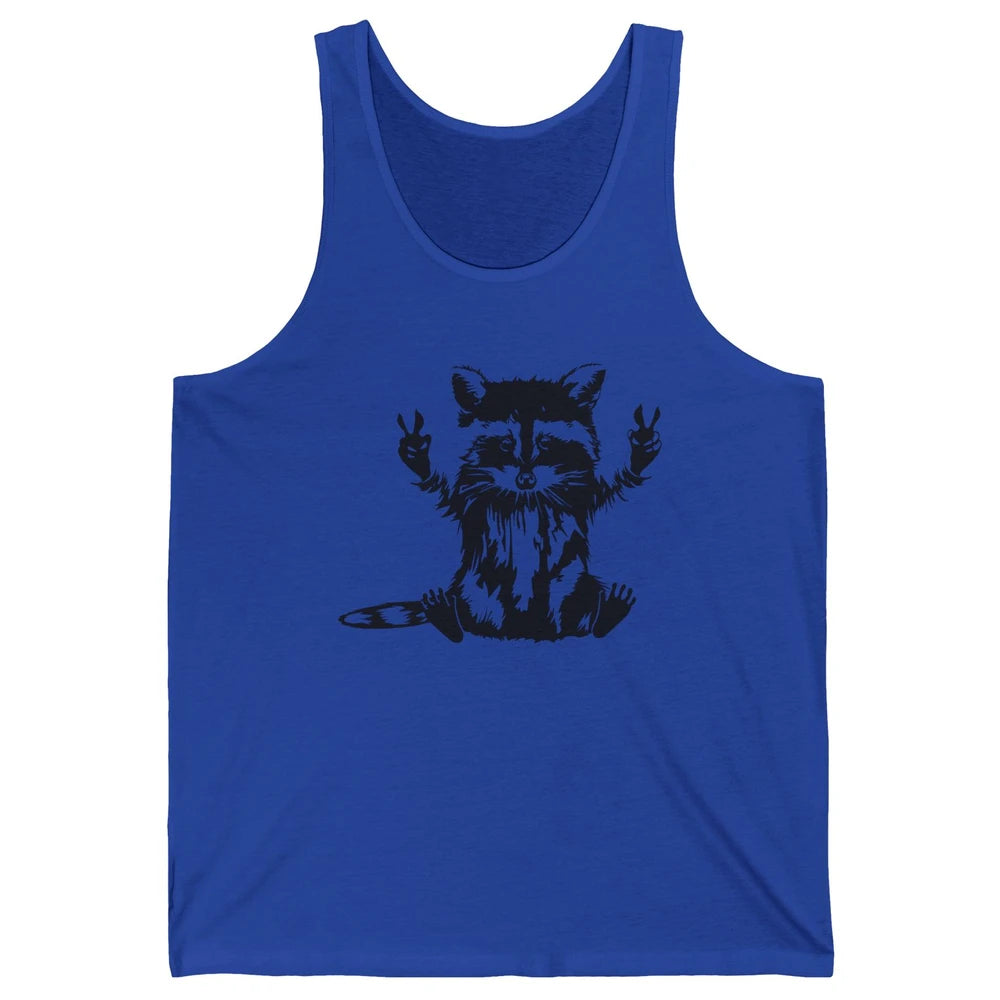 Funny Racoon Peace Sign Trashed Racoon Panda Lovers Gift Unisex Jersey Tank