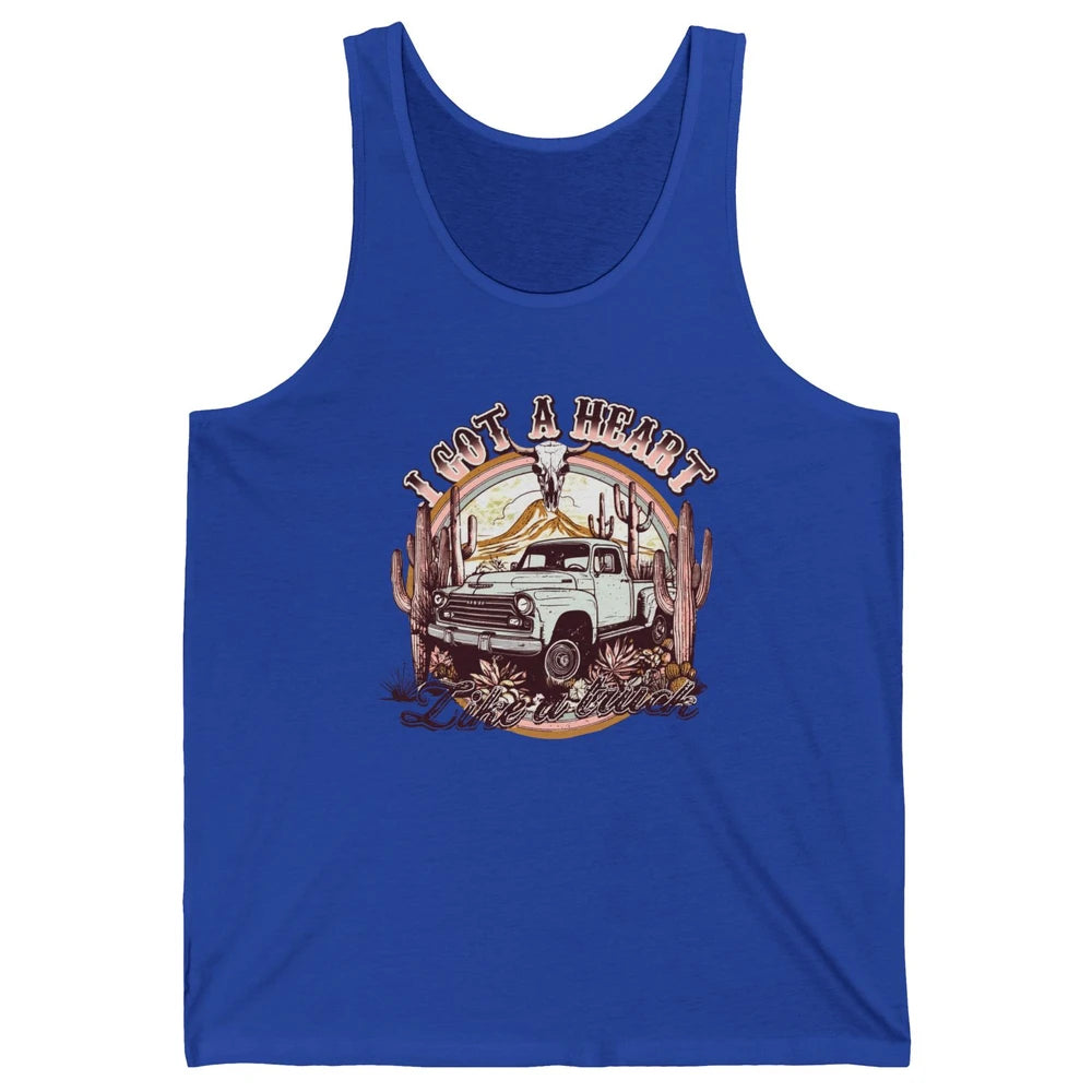 Retro Desert Bull Skull I Got A Heart Like A Truck Western Unisex Jersey Tank