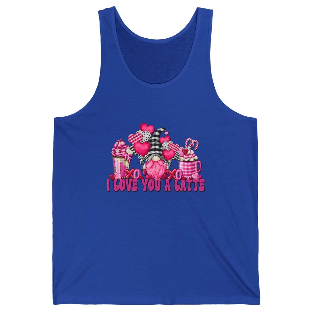 Pink Gnome And Valentines Day Latte Mugs I Love You Coffee Unisex Jersey Tank