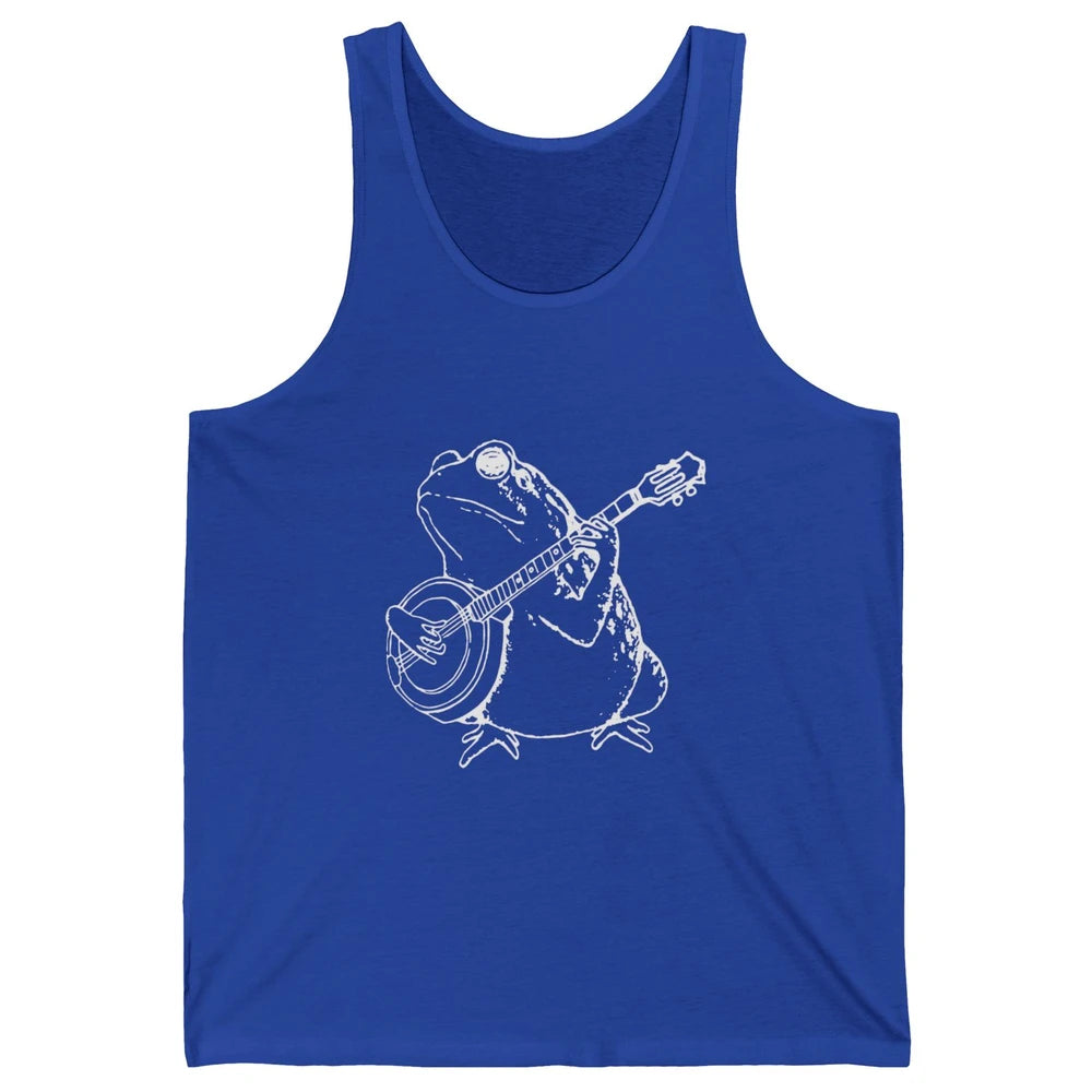 Retro Frog Playing Banjo Musician Banjo Player Music Vintage Unisex Jersey Tank