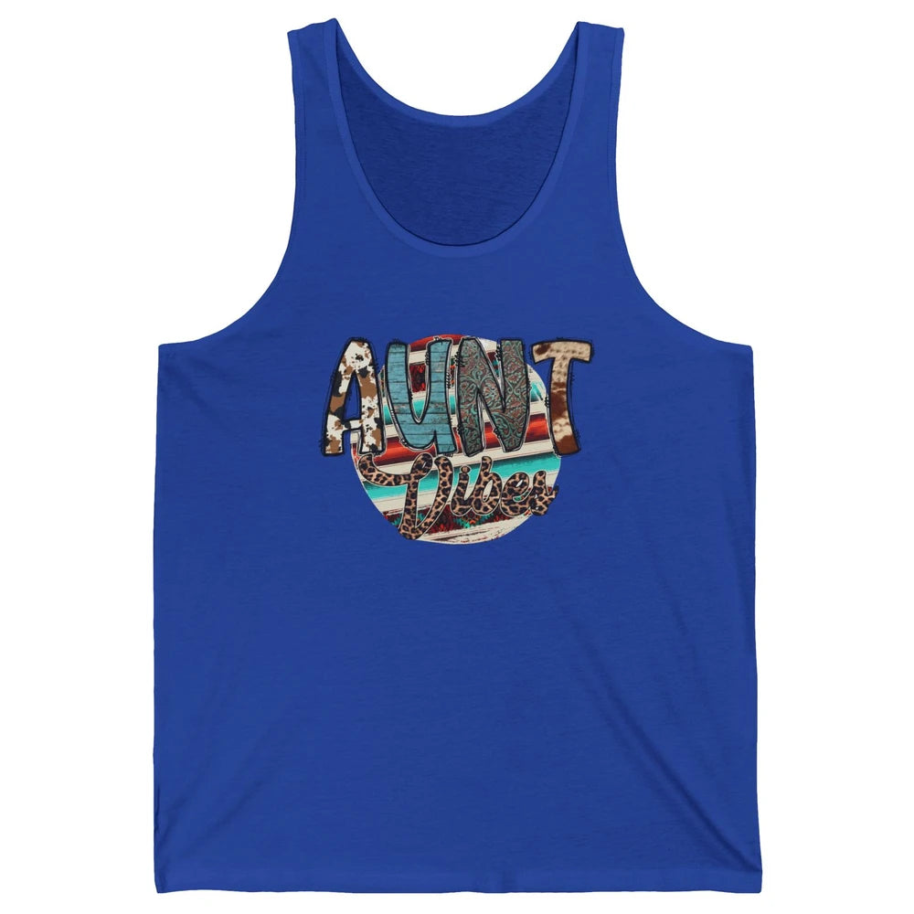 Retro Aunt Vibes Western Aunt Cowhide Leopard Auntie Gift Unisex Jersey Tank