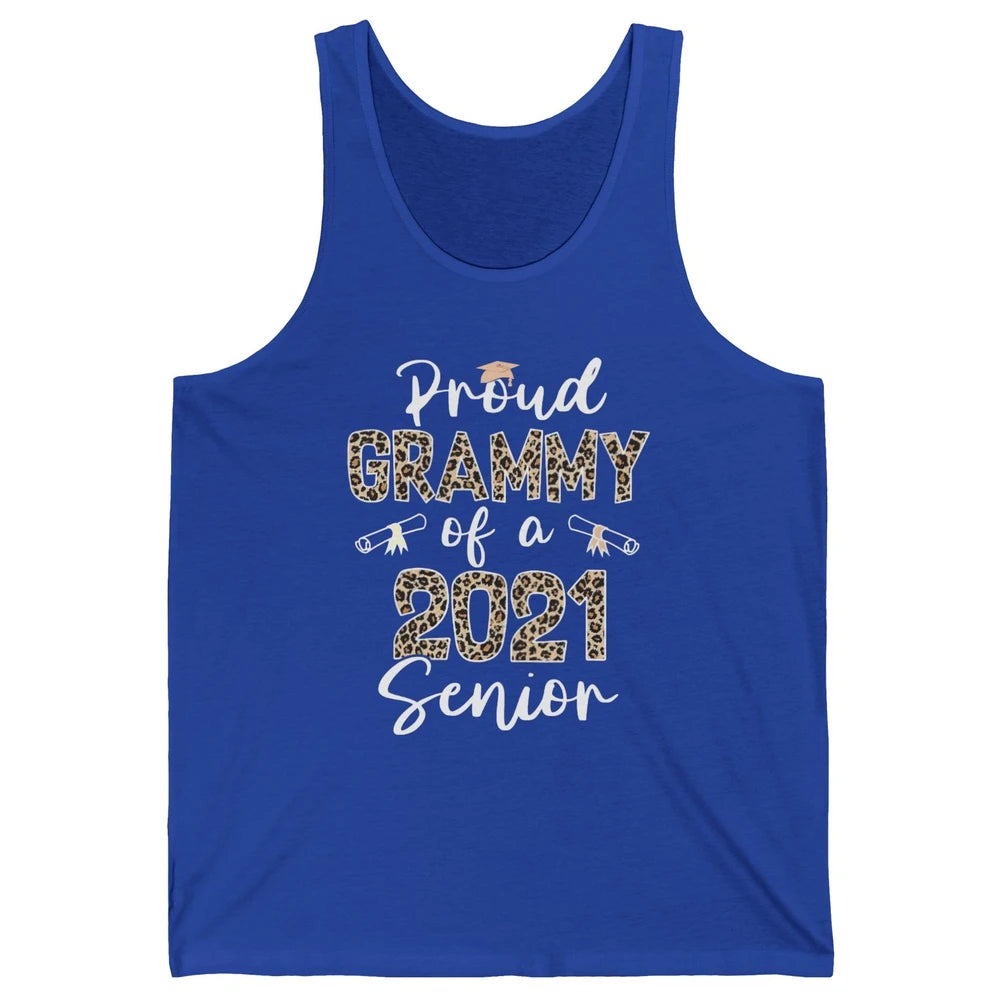 Proud Grammy Of A 2021 Senior Senior 2021 Grad Party Leopard Unisex Jersey Tank