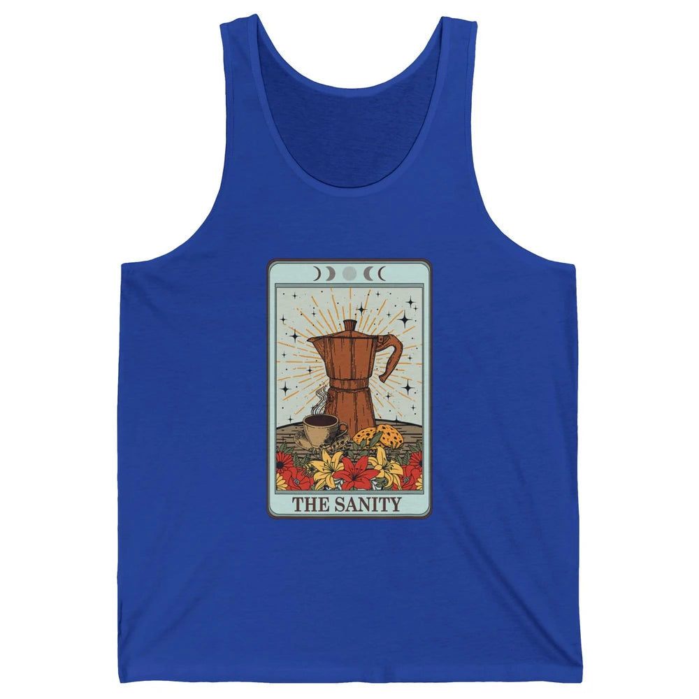 Retro Coffee Tarot Card The Sanity Floral Baker Moon Phases Unisex Jersey Tank