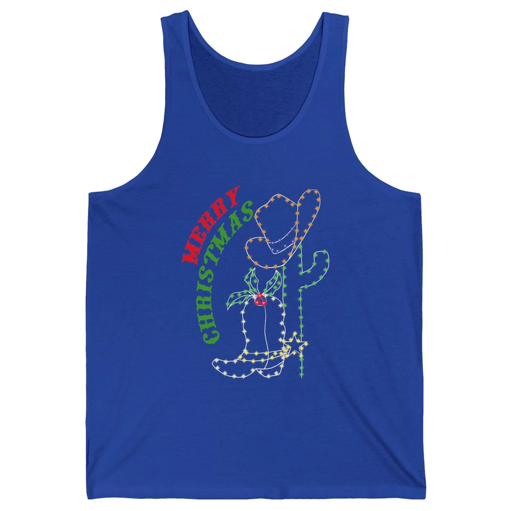 Retro Cowboy Merry Christmas Western Country Cowgirl Costume Unisex Jersey Tank