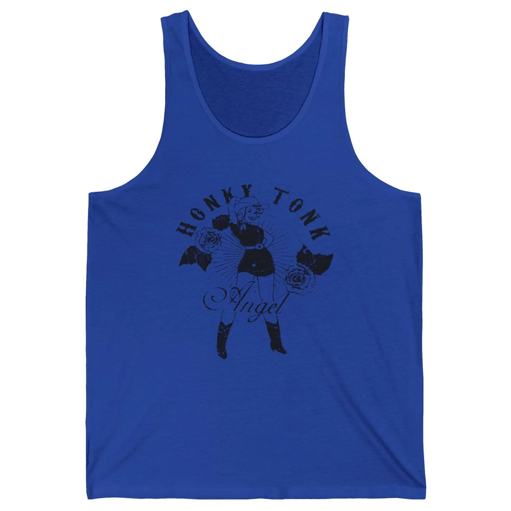 Retro Cowgirl Honky Tonk Angel Western Country Rodeo Mom Unisex Jersey Tank