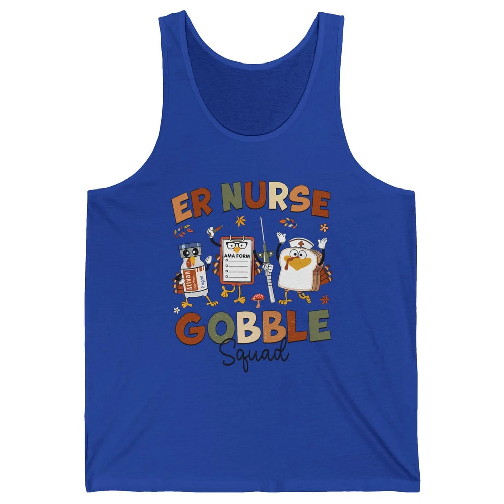 Thanksgiving ER Nurse Gobble Squad Emergency Room Thankful Unisex Jersey Tank