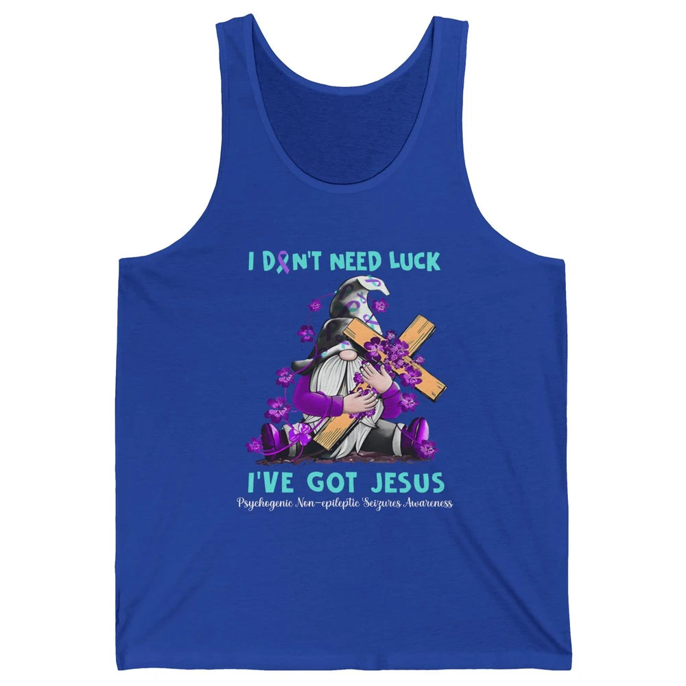 PNES Awareness Gnome I Don't Need Luck I've Got Jesus Faith Unisex Jersey Tank