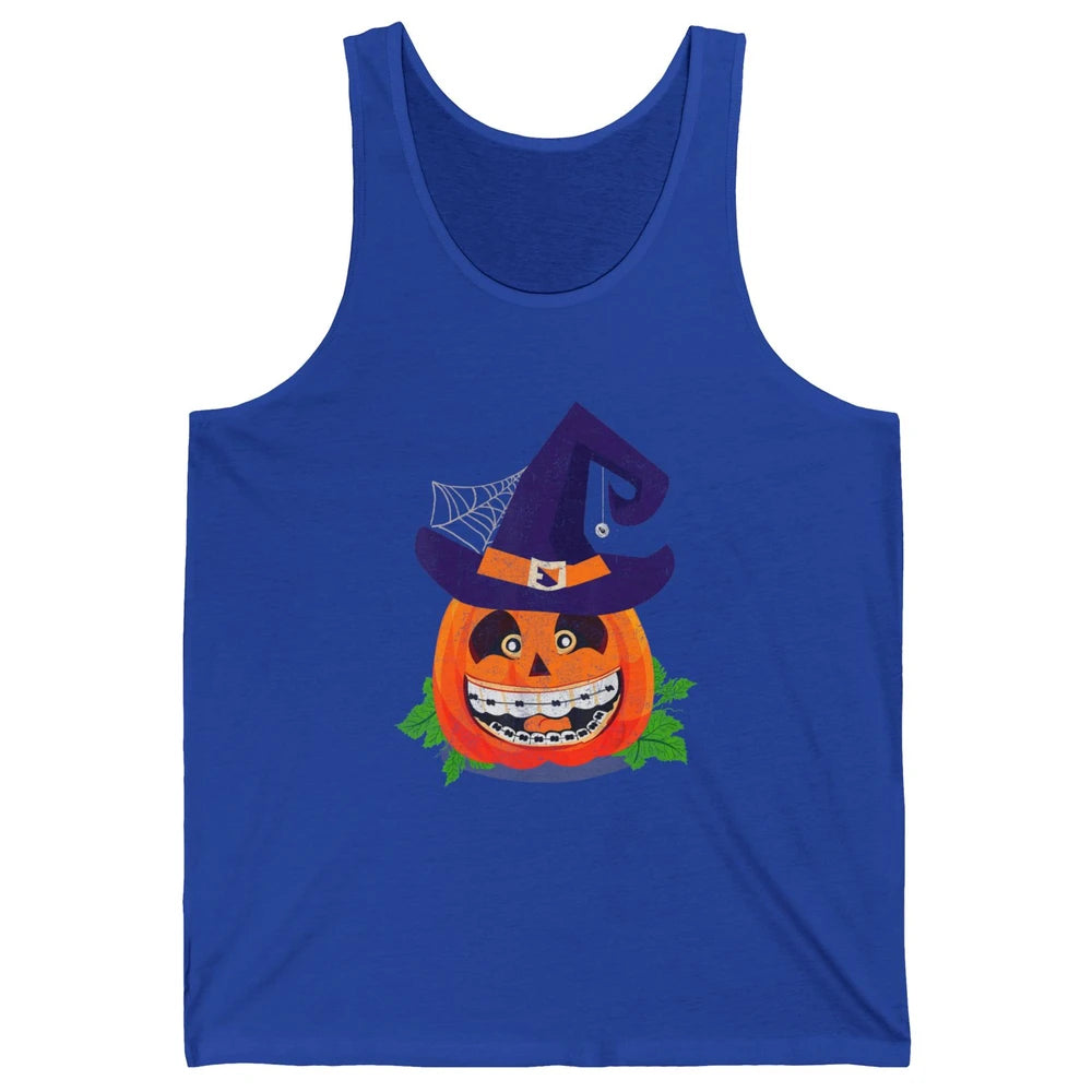 Pumpkin Witch Teeth Braces Dental Dentist Halloween Spooky Unisex Jersey Tank