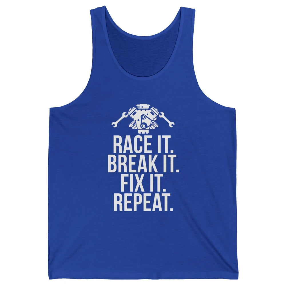Race Break Fix It Dirt Racing Retro Sprint Car Speed Truck Unisex Jersey Tank