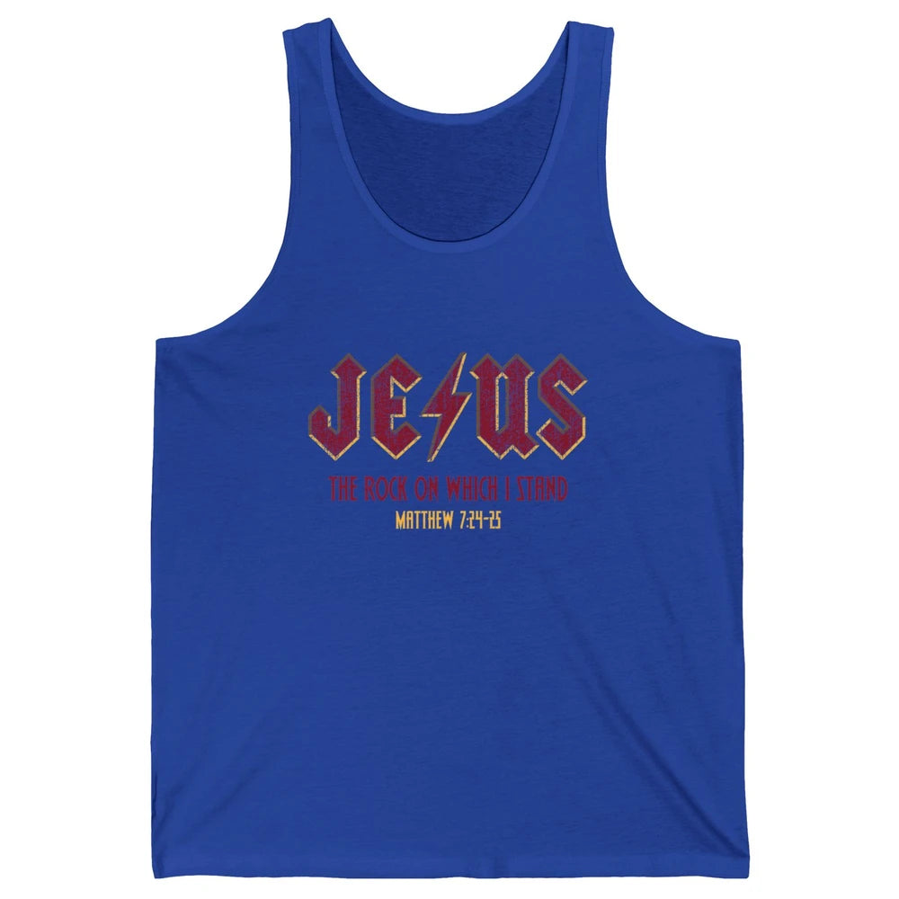 Retro Jesus The Rock On Which I Stand Faith Christian God Unisex Jersey Tank
