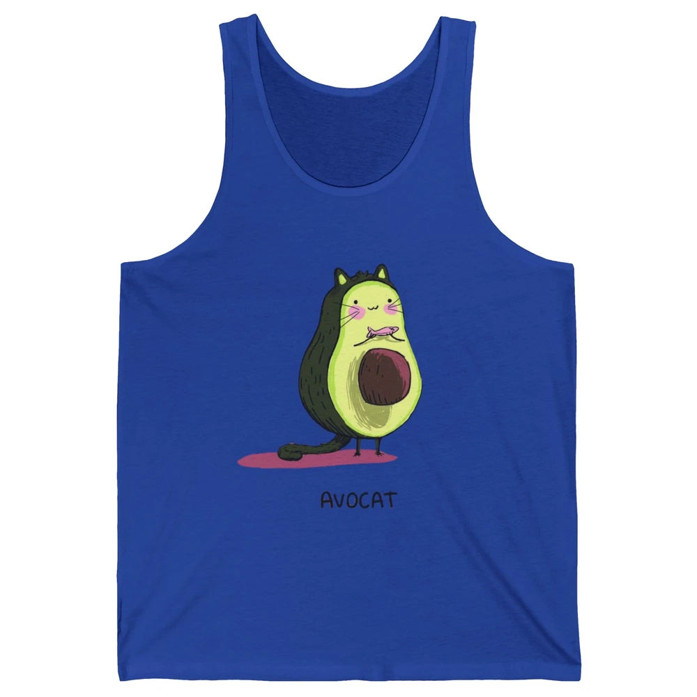 Cute Avocat Avocado Pink Cat Kitten Pun Healthy Vegan Veggie Unisex Jersey Tank